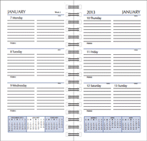 3 x 6 Weekly Planner Calendar Format