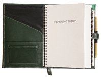 Green Leather Spiral Bound Planning Diary